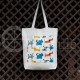 Printed semi-linen shopping bag "Puppies"